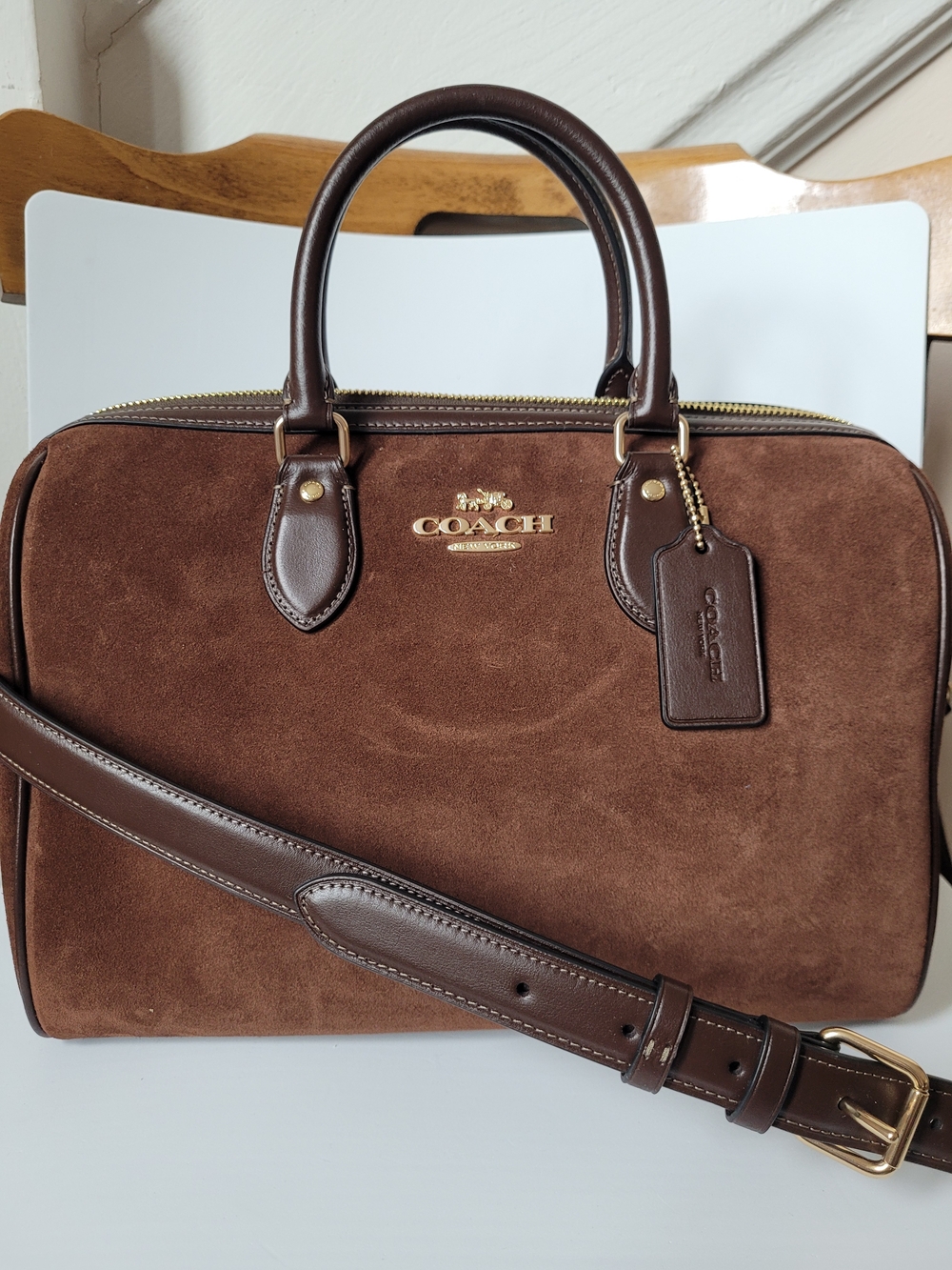 COACH Large Rowan Satchel Suede CCC79